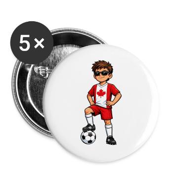 Fußball Junge Kanada Fan Kanadische Flagge - Buttons groß 56 mm (5er Pack) - Weiß - Vorne