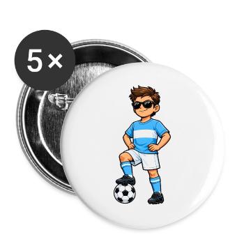 Fußball Junge Argentinien Fan Argentinische Flagge - Buttons groß 56 mm (5er Pack) - Weiß - Vorne