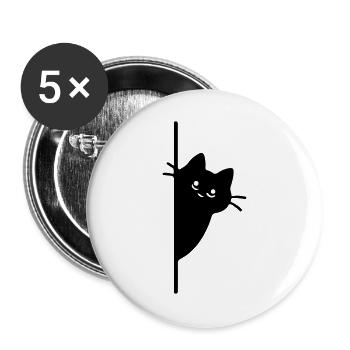 Hervorschauende Katze Symbol Schwarz - Buttons groß 56 mm (5er Pack) - Weiß - Vorne