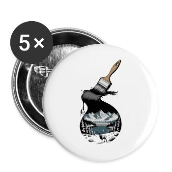  Magischer Hirsch Vor Bergsee In Winterlicher - Buttons groß 56 mm (5er Pack) - Weiß - Vorne