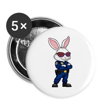 Policier Lapin - Lot de 5 grands badges (56 mm) - blanc - Devant