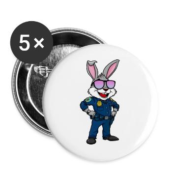 Police Rabbit - Buttons large 2.2''/56 mm (5-pack) - white - Front