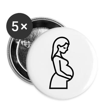 Schwangere - Buttons groß 56 mm (5er Pack) - Weiß - Vorne