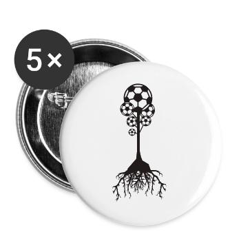 Fußball Ball Baum - Buttons groß 56 mm (5er Pack) - Weiß - Vorne