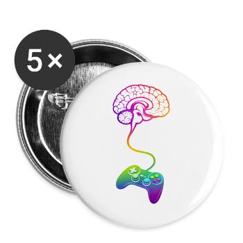 Gamer Gifts for Men and Women Game Gaming - Buttons large 2.2''/56 mm (5-pack) - white - Front
