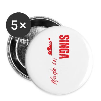 Hergestellt in Singapur, geboren in Singapur - Buttons groß 56 mm (5er Pack) - Weiß - Vorne