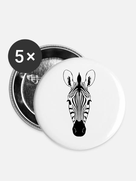 Zebra Illustration - Buttons groß 56 mm (5er Pack) - Weiß