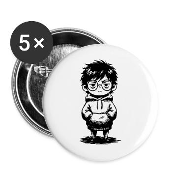 Sticker Child Hoodie Apathy Black and White - Buttons large 2.2''/56 mm (5-pack) - white - Front