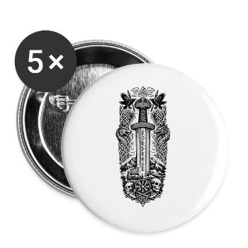 Odins Blade Norse Mythic Swordsman - Buttons large 2.2''/56 mm (5-pack) - white - Front