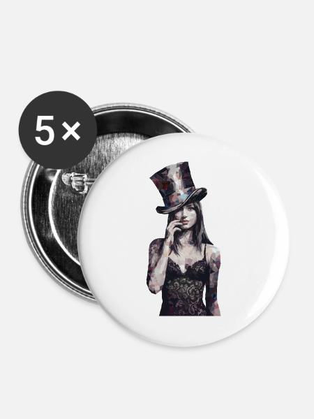 Faszinierende Frau Mit Zylinderhut Im - Buttons groß 56 mm (5er Pack) - Weiß