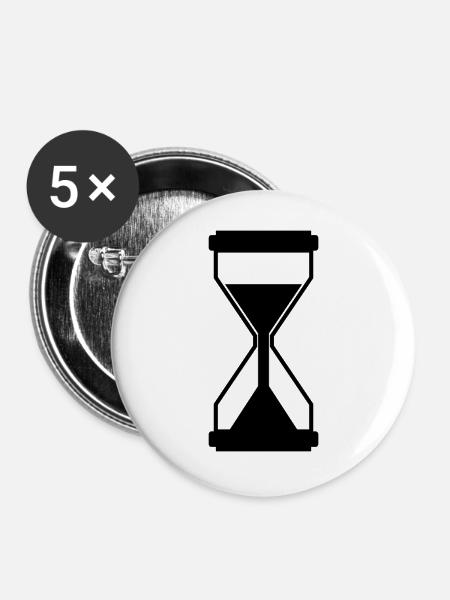 Sanduhr - Buttons groß 56 mm (5er Pack) - Weiß
