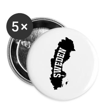 Suède- - Lot de 5 grands badges (56 mm) - blanc - Devant