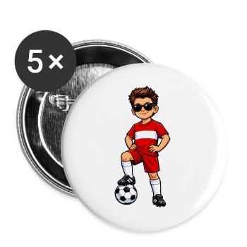 Soccer Boy Austria Soccer Fan Austria Flag - Buttons large 2.2''/56 mm (5-pack) - white - Front