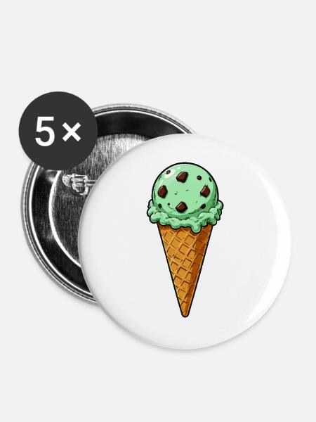 Minz Schoko Eis Kugel - Buttons groß 56 mm (5er Pack) - Weiß