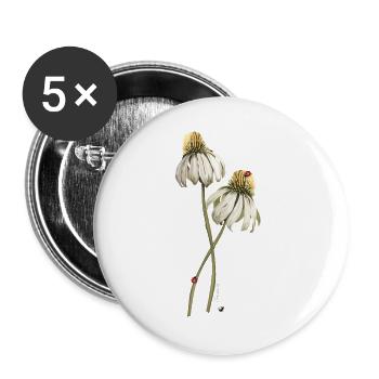 Illustration de la fleur des coccinelles rouges sur échinacée - Lot de 5 grands badges (56 mm) - blanc - Devant