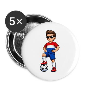 Soccer Boy Holland Fan Dutch Flag - Buttons large 2.2''/56 mm (5-pack) - white - Front