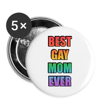Beste schwule Mutter aller Zeiten Regenbogentext - Buttons groß 56 mm (5er Pack) - Weiß - Vorne