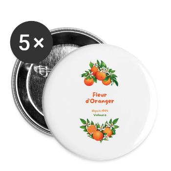 Fleur d'Oranger Citrine Vintage Vallauris 1904 - Lot de 5 grands badges (56 mm) - blanc - Devant