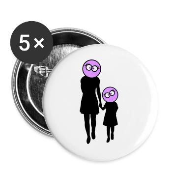 Family Silhouette Dear Children Parents Mom Dad - Buttons large 2.2''/56 mm (5-pack) - white - Front