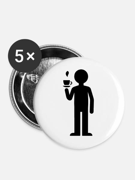 Kaffee Trinken - Buttons groß 56 mm (5er Pack) - Weiß