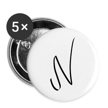 Letter N - Buttons large 2.2''/56 mm (5-pack) - white - Front