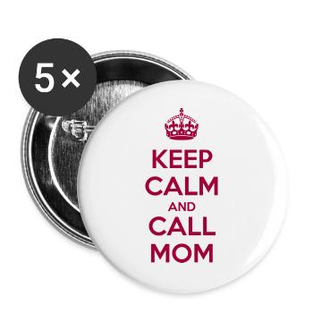 Reste calme et appelle maman - Lot de 5 grands badges (56 mm) - blanc - Devant