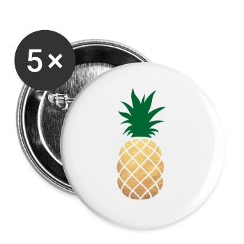 Pineapple decoration Gołd deluxe summer exotic sweet party - Buttons large 2.2''/56 mm (5-pack) - white - Front
