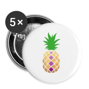 Pineapple Decoration Gold Summer Exotic Party Tropics Fun - Buttons large 2.2''/56 mm (5-pack) - white - Front