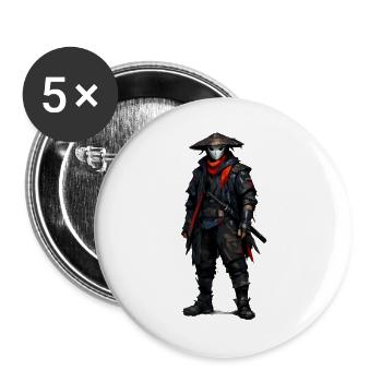 Samouraï de l’ombre avec une écharpe rouge - Lot de 5 grands badges (56 mm) - blanc - Devant