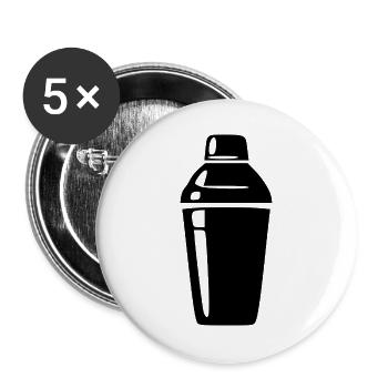 Cocktail Shaker Cocktailbar Geschenk Barkeeper - Buttons groß 56 mm (5er Pack) - Weiß - Vorne