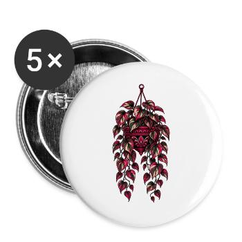 Neon Hängepothos – Dark Botanical Design - Buttons groß 56 mm (5er Pack) - Weiß - Vorne