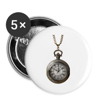 Antique gilded clock on chain - Buttons large 2.2''/56 mm (5-pack) - white - Front