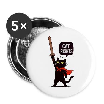 Gato Guerrero für Katzenrechte - Buttons groß 56 mm (5er Pack) - Weiß - Vorne