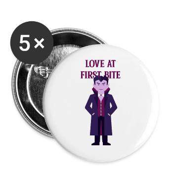 Liebe beim ersten Biss Vampir - Buttons groß 56 mm (5er Pack) - Weiß - Vorne