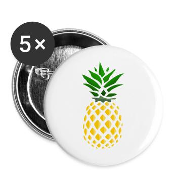 Ananas Tropenprint  - Buttons groß 56 mm (5er Pack) - Weiß - Vorne