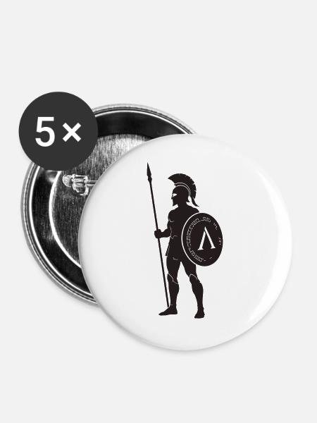 Spartanischer Krieger mit Lambda-Schild - Buttons groß 56 mm (5er Pack) - Weiß