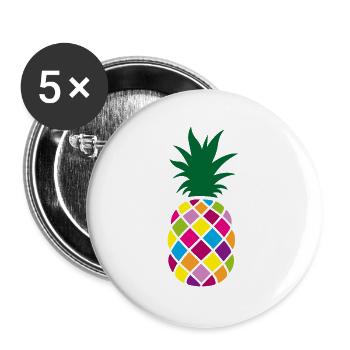 Fête d’été colorée Ananas Couleur exotique de vacances - Lot de 5 grands badges (56 mm) - blanc - Devant