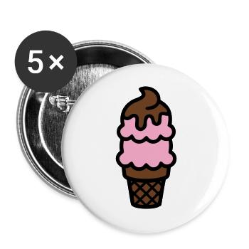 Eiswaffel Eiscreme Icon - Buttons large 2.2''/56 mm (5-pack) - white - Front