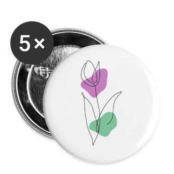 Lineart Tulip with Pastel Shapes - Buttons large 2.2''/56 mm (5-pack) - white - Front