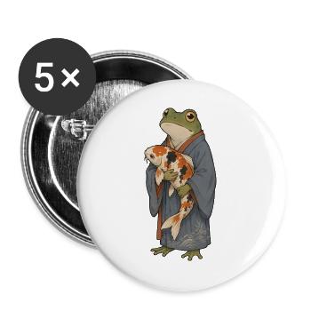 Koi Fish Koi Carp KOI-FROG Koi Garden Pond - Buttons large 2.2''/56 mm (5-pack) - white - Front