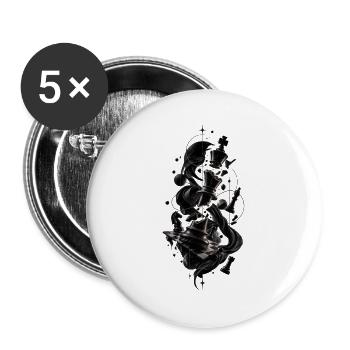 Schachkunst – Epischer gebrochener König & Brett- - Buttons groß 56 mm (5er Pack) - Weiß - Vorne