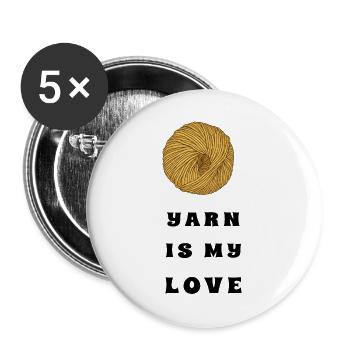 La laine, c’est mon amour – Crochet & tricot - Lot de 5 grands badges (56 mm) - blanc - Devant