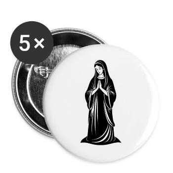 La Vierge Marie priant - Lot de 5 grands badges (56 mm) - blanc - Devant