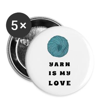 Yarn Is My Love – Turquoise – Crochet & Knitting - Buttons groß 56 mm (5er Pack) - Weiß - Vorne