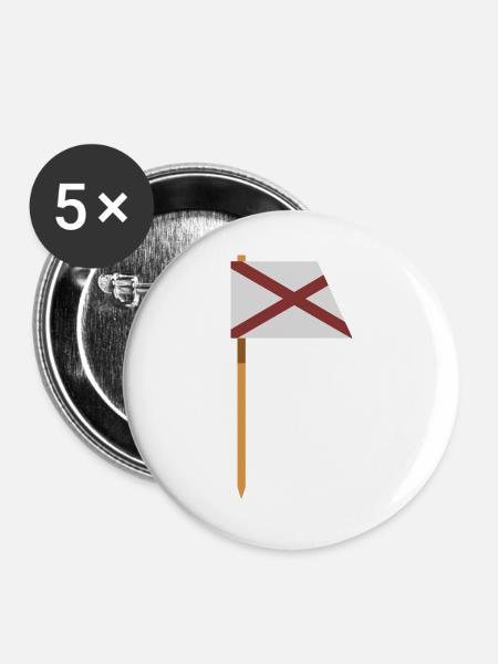 Alabama-Flagge - Buttons groß 56 mm (5er Pack) - Weiß