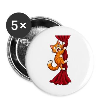 Angsthase klettert über den Vorhang - Buttons groß 56 mm (5er Pack) - Weiß - Vorne