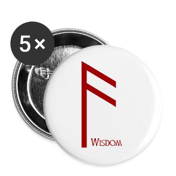 Ansuz Rune Weisheit Rot – Wikinger Futhark - Buttons groß 56 mm (5er Pack) - Weiß - Vorne