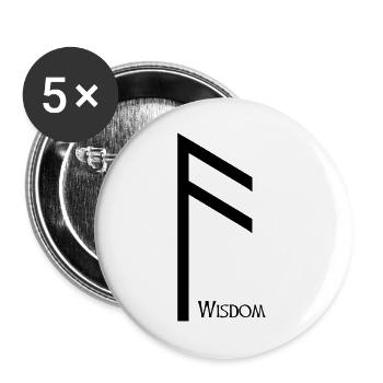 Ansuz Rune Weisheit Schwarz – Wikinger Futhark - Buttons groß 56 mm (5er Pack) - Weiß - Vorne