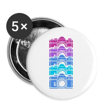 Retro-Vintage-Kamera-Stapel - Buttons groß 56 mm (5er Pack) - Weiß - Vorne