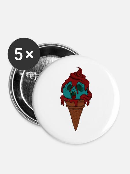 Schmelzende MonsterEis - Buttons groß 56 mm (5er Pack) - Weiß